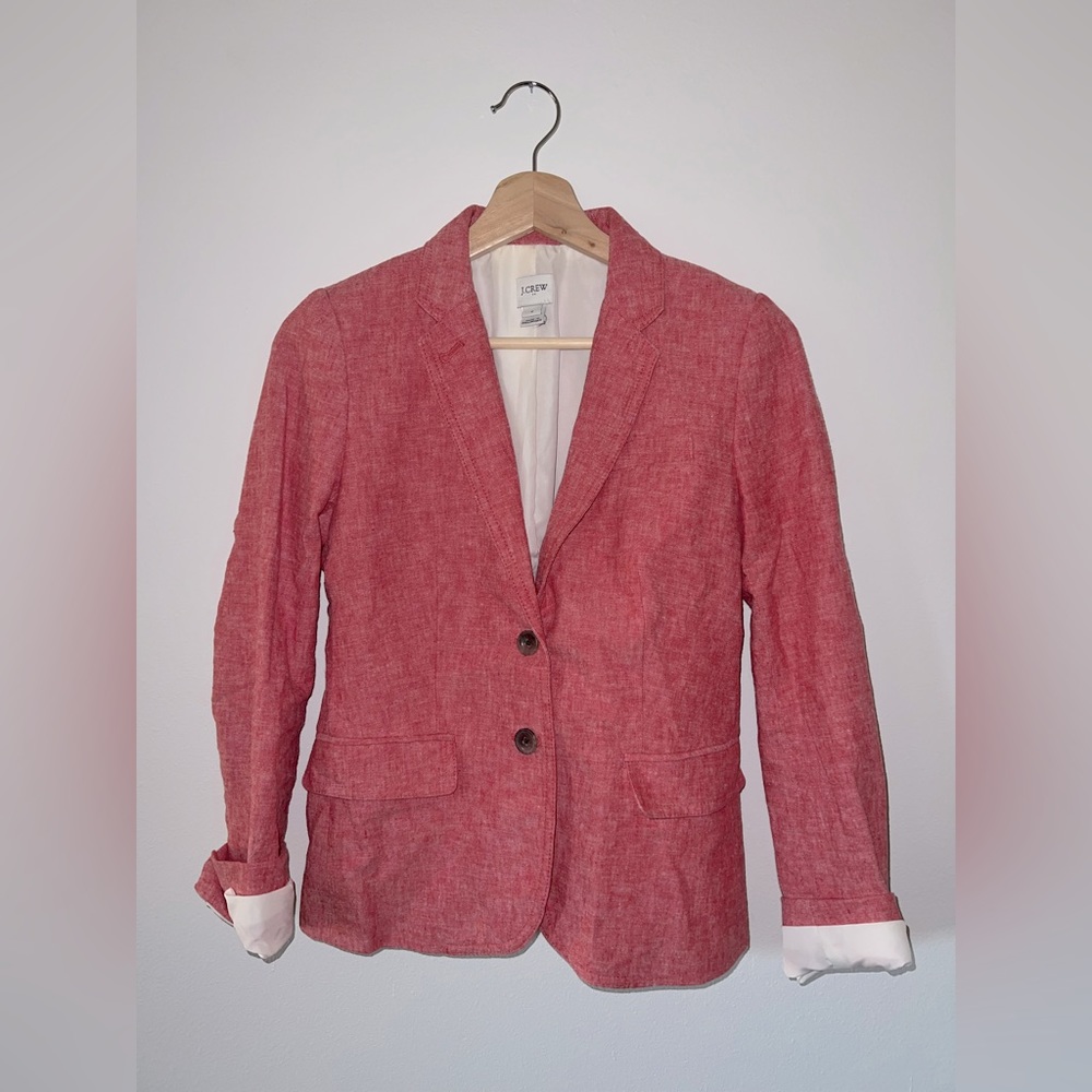 JCrew Linen Dark Pink / Light Red Blazer Coat